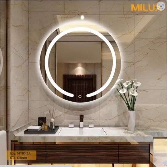 Gương đèn led phòng tắm đẹp hình tròn MT80.2A