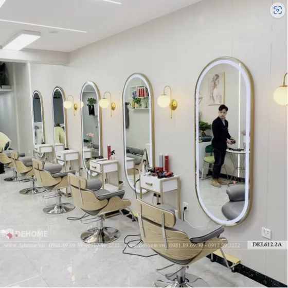 Gương Salon Hình Bầu Dục Mạ PVD Vàng Có Led Cao Cấp - DKL616.2A